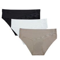 Microfiber Bikini With Lace Insert 3 Pk 582 Laser Cut FEM Intimates