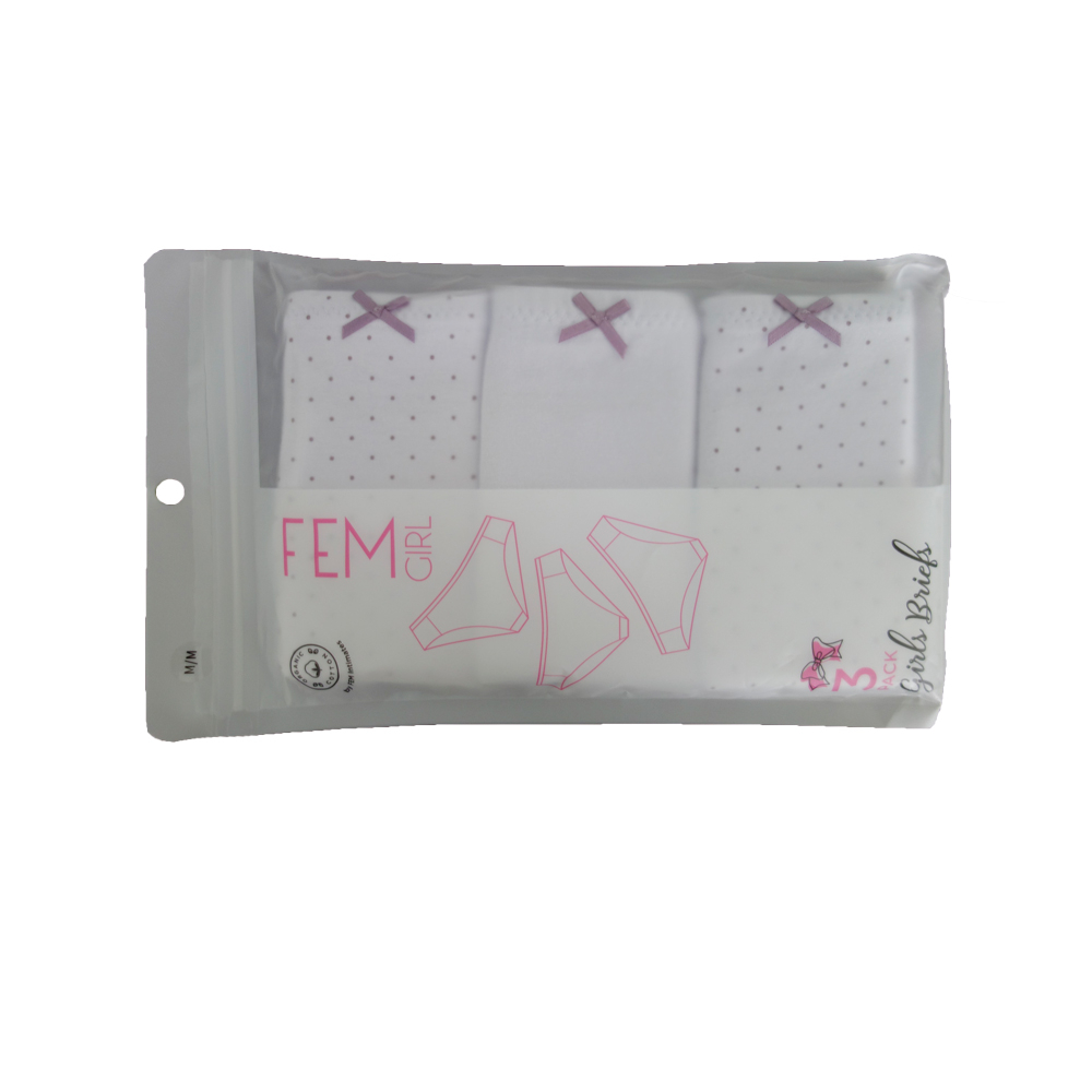Fem Girls Organic Cotton Briefs - 3 Pack #844