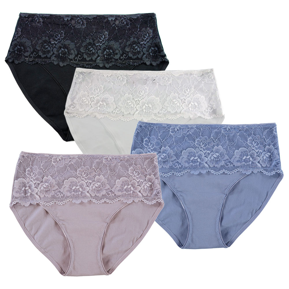 Cotton Underwear for Women With Lace Panel - 3 pk #594