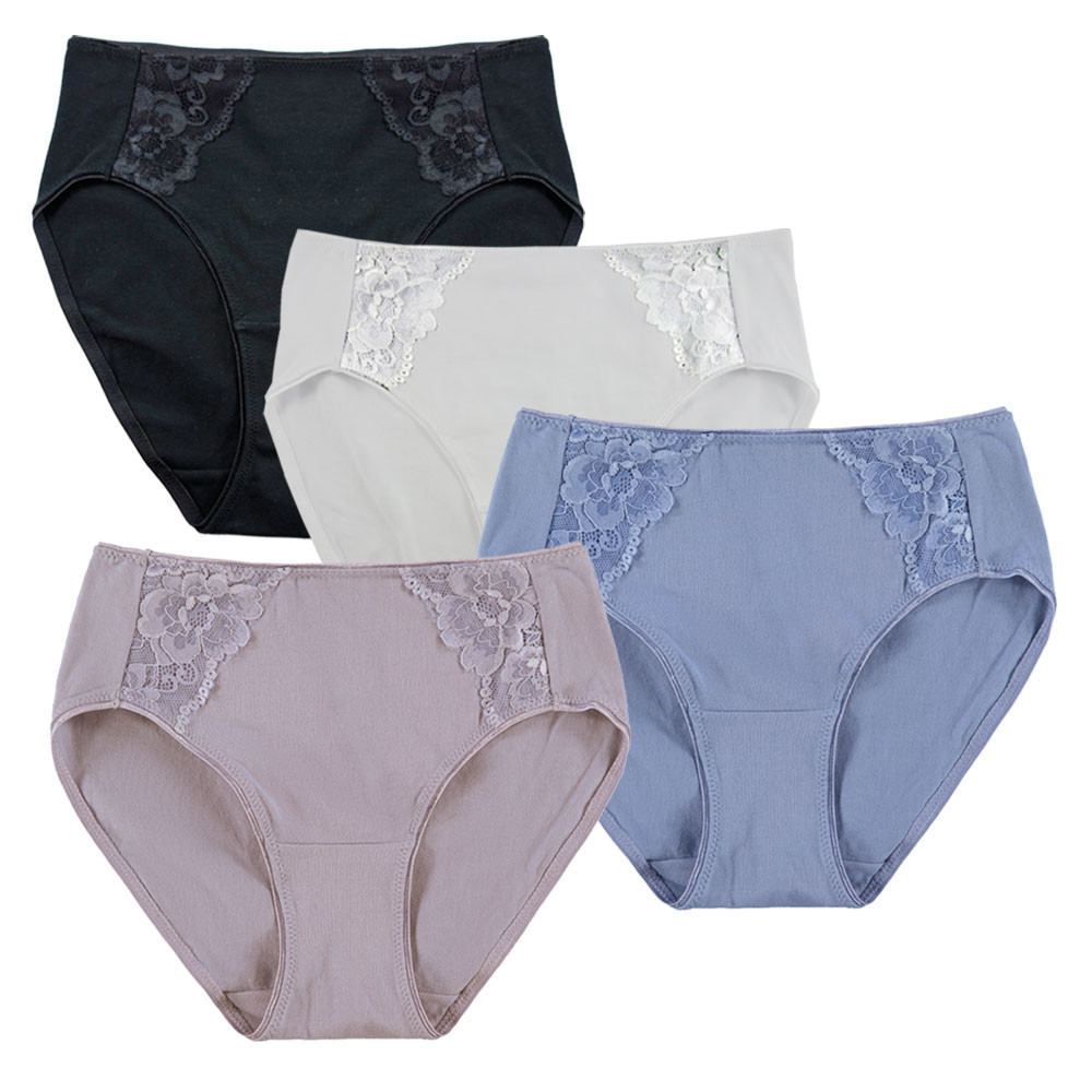 Cotton High Cut Panties with Lace