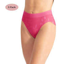 Floral Jacquard Seamles Hi Cut Brief 3Pk   #448