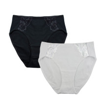 Cotton Spandex Hi Cut with Lace Insert - 3 pk  #595X